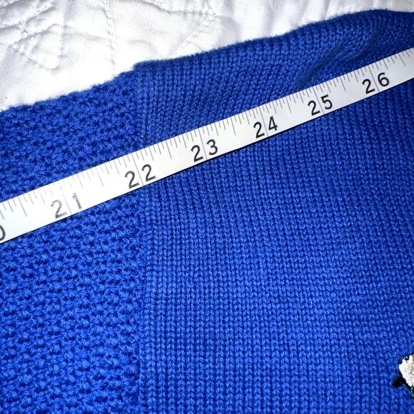 Vintage Winona Knits Mens Size Large Blue Embroidered Golfer Long Sleeve Sweater - Picture 6 of 7